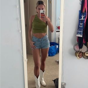 Green one shoulder top